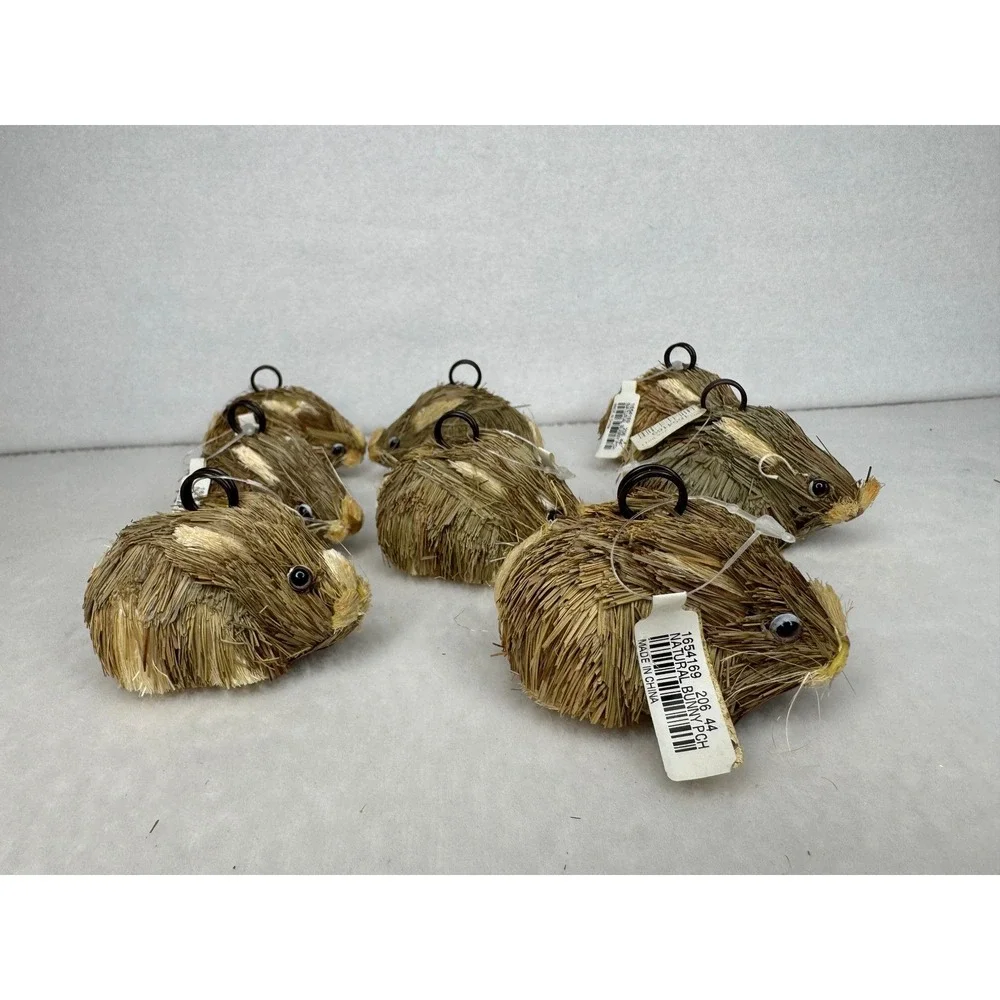 8 Pottery Barn Natural Straw Bunny Rabbit Place Card Holders Spring‎ New w/ Tags